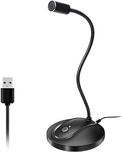 JOUNIVO USB Microphone, Computer PC Microphone with Mute Button for Streaming, Podcasting, Vocal Recording; Gaming Mic for Laptop Mac or Windows